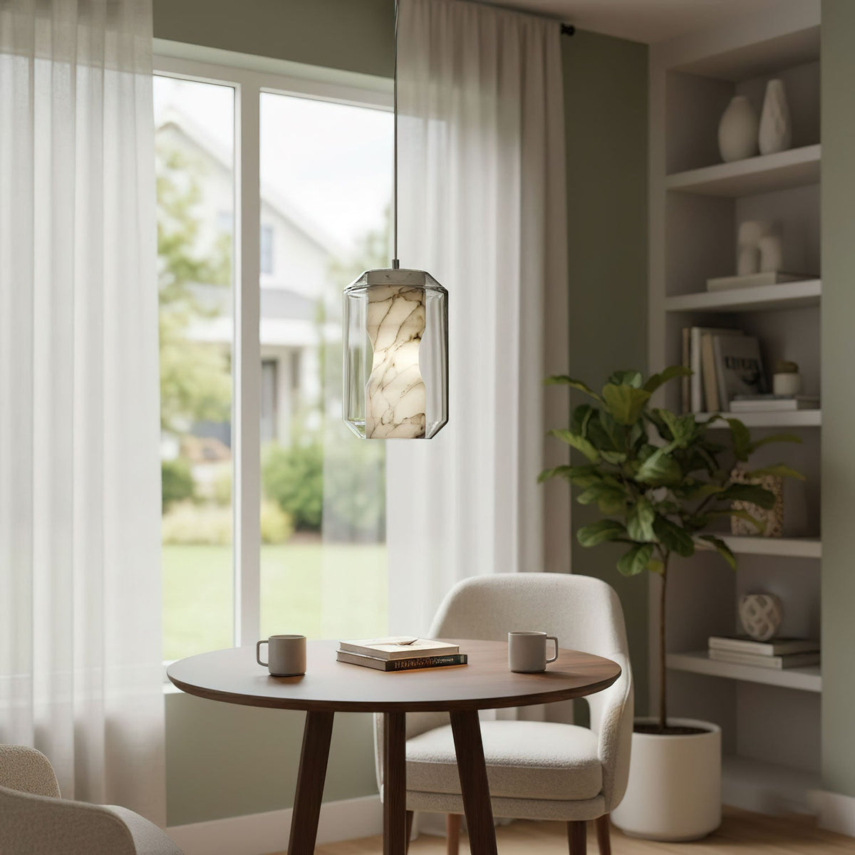 Alabaster Glass Cylinder Pendant Light – detail 10