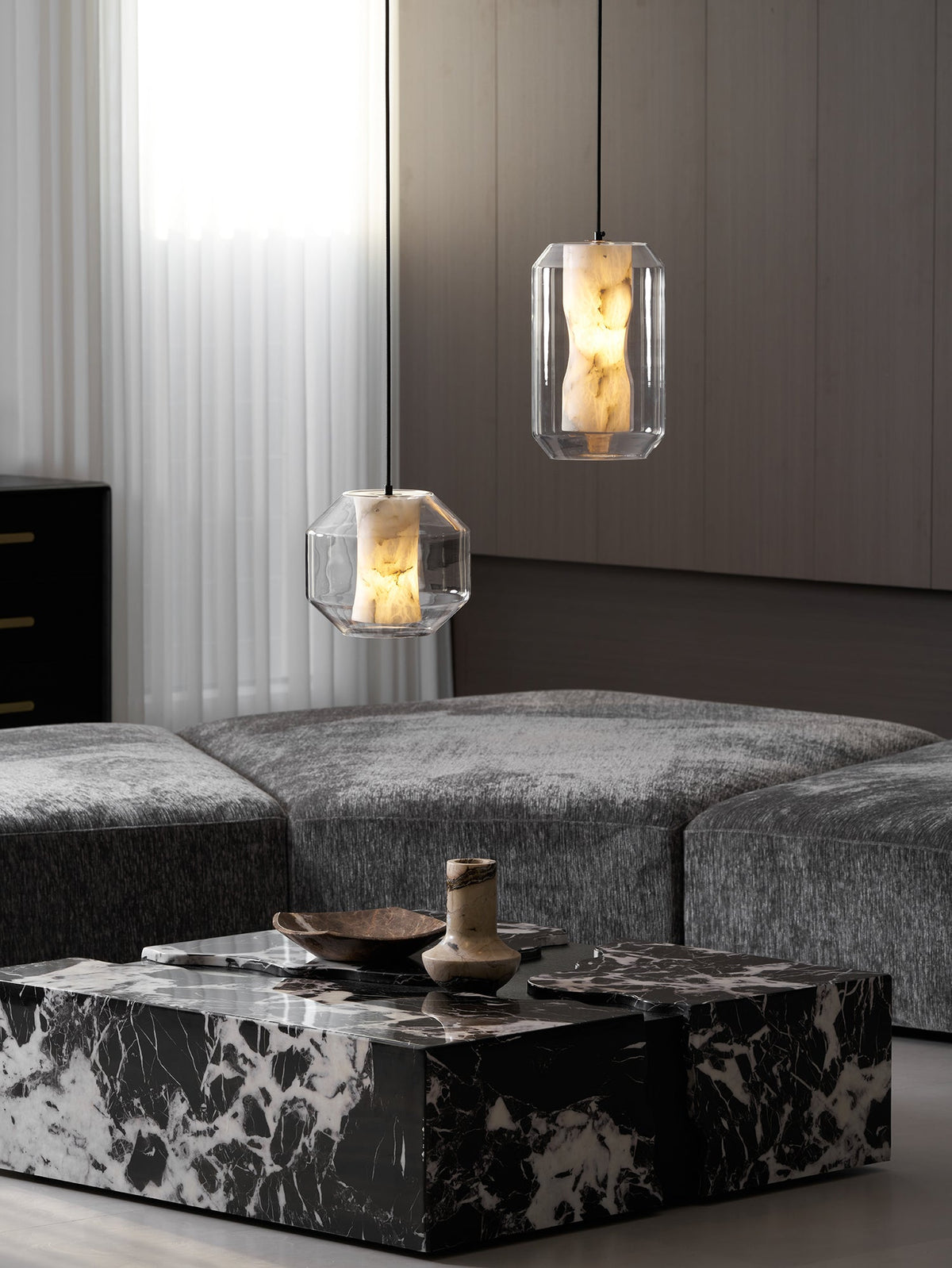 Alabaster Glass Cylinder Pendant Light - Vakkerlight