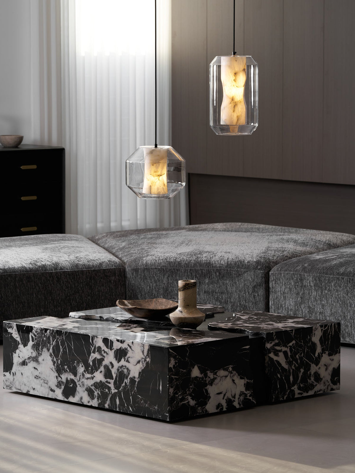 Alabaster Glass Cylinder Pendant Light - Vakkerlight