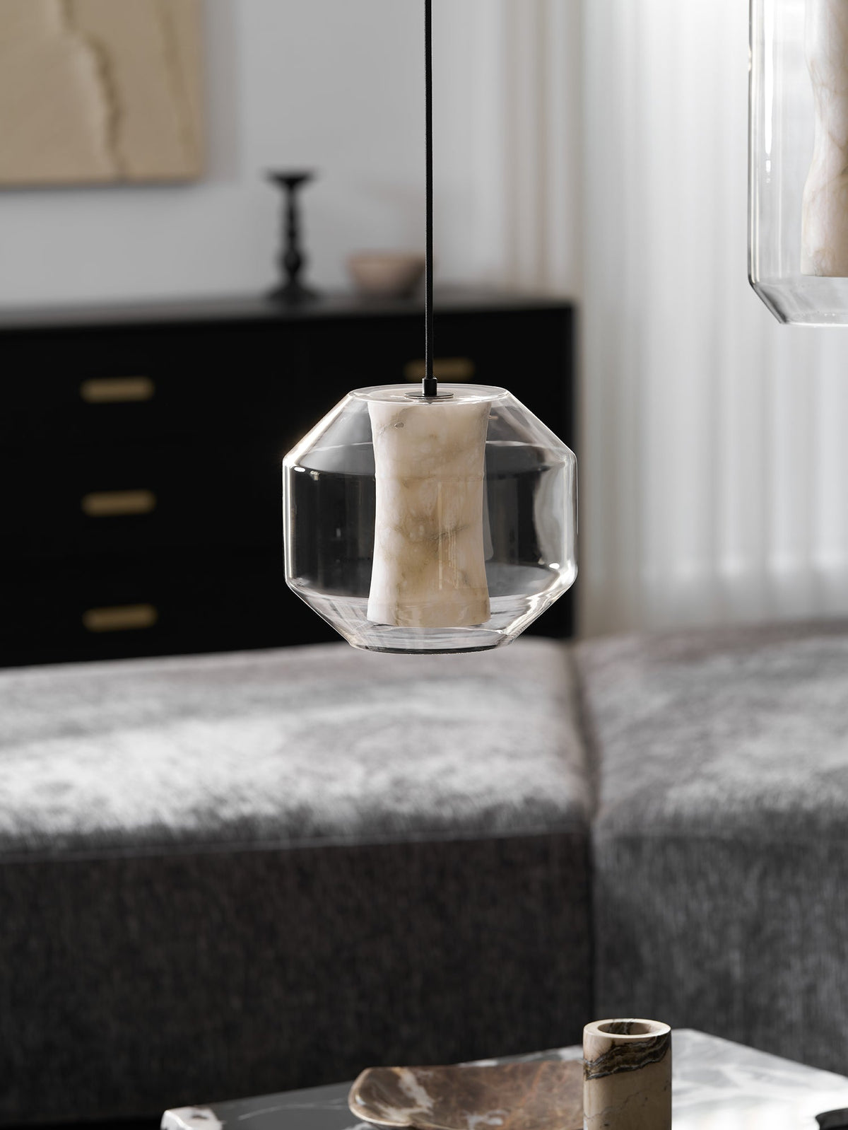 Alabaster Glass Cylinder Pendant Light - Vakkerlight
