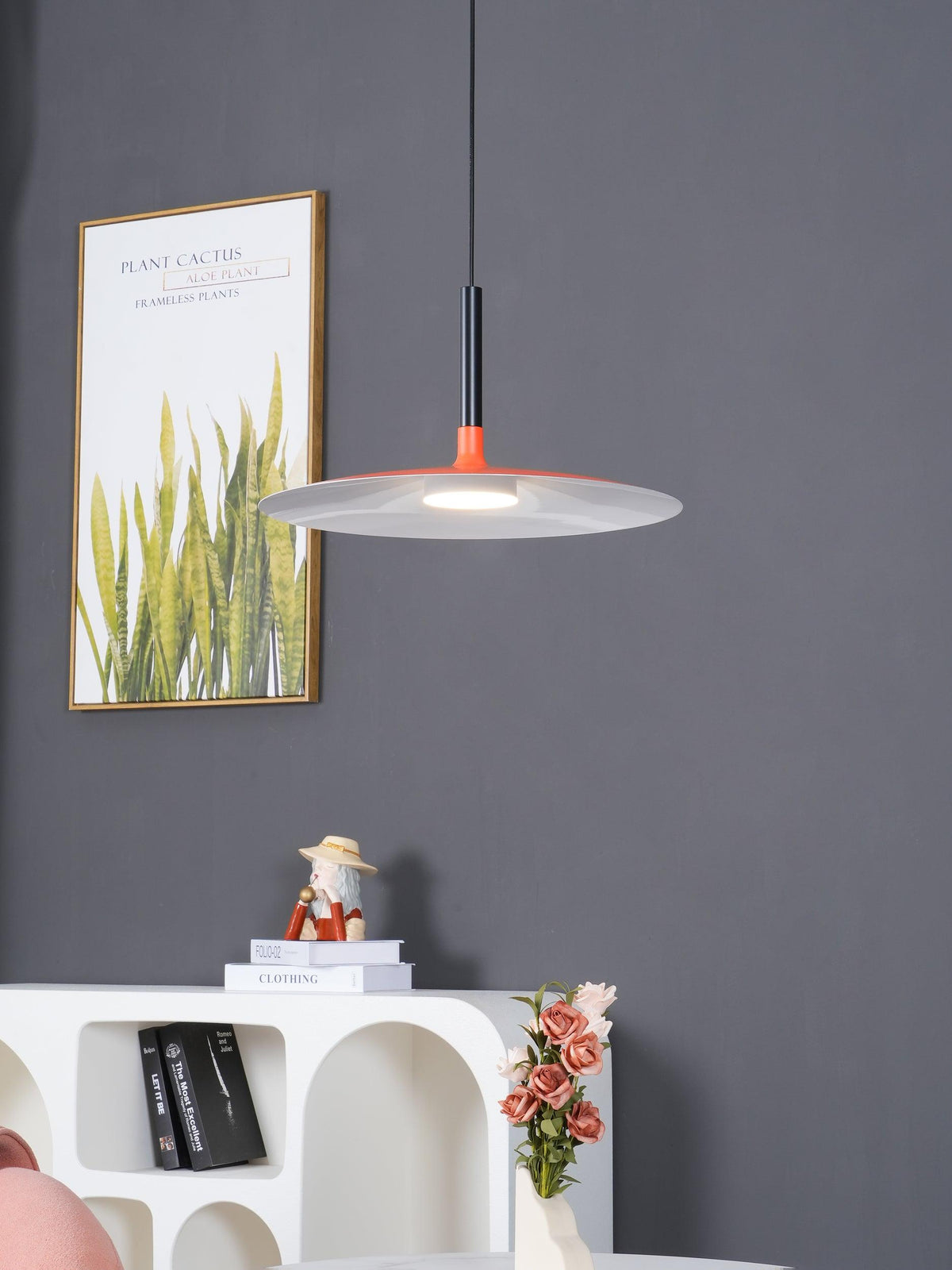 Larkin White Saucer Pendant Light – detail 15