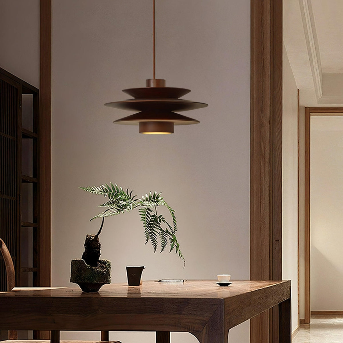 Cascade Wooden Disc Pendant Lamp – detail 6