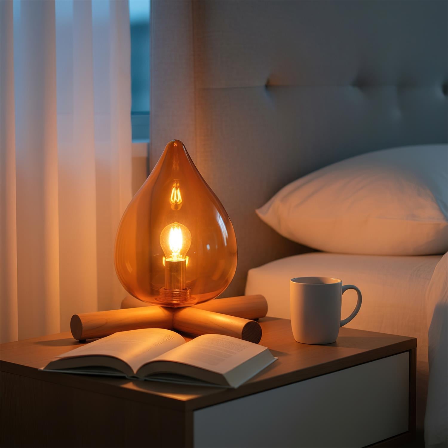Bellin Wood Fire Table Lamp