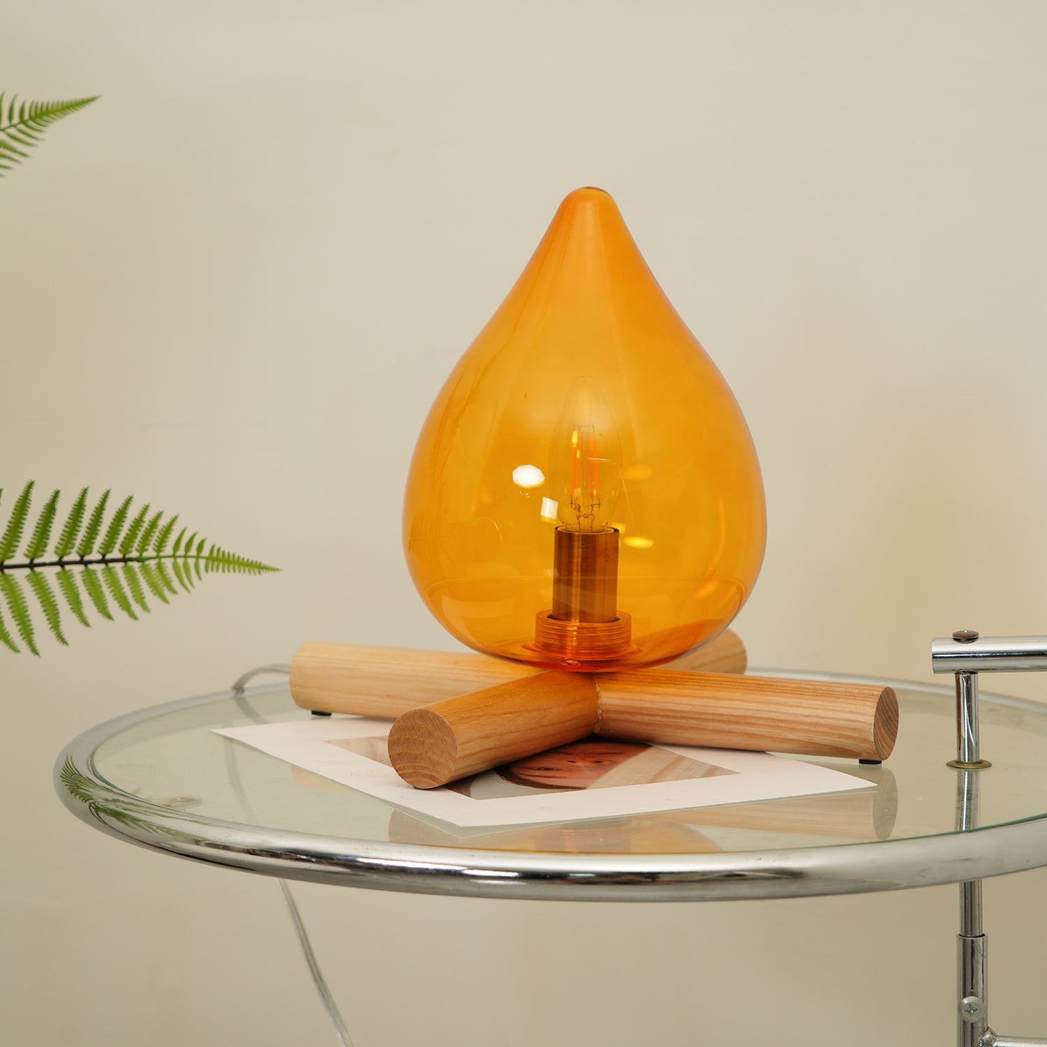 Bellin Wood Fire Table Lamp