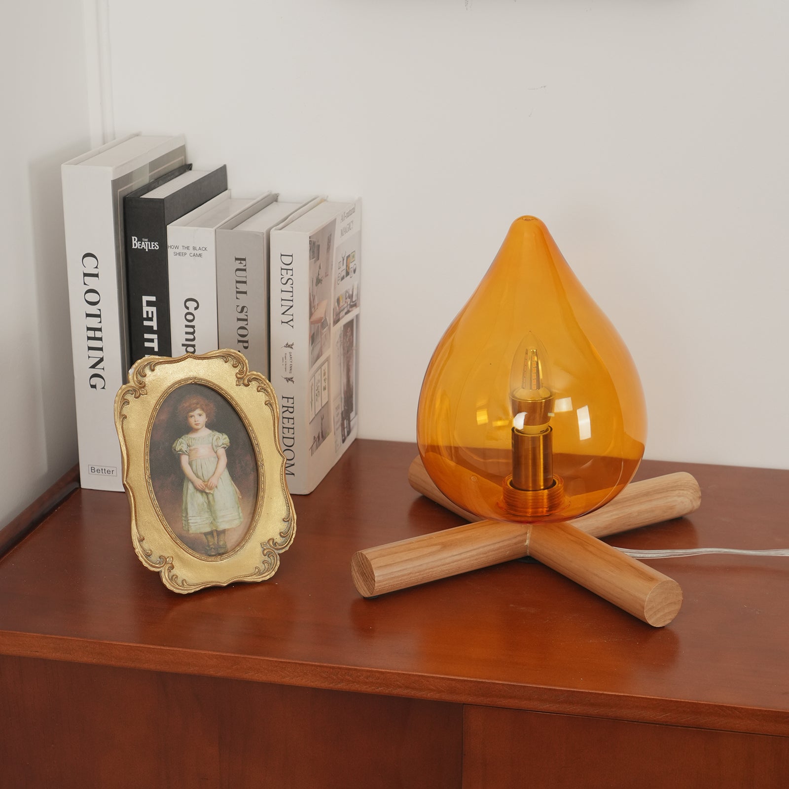 Bellin Wood Fire Table Lamp