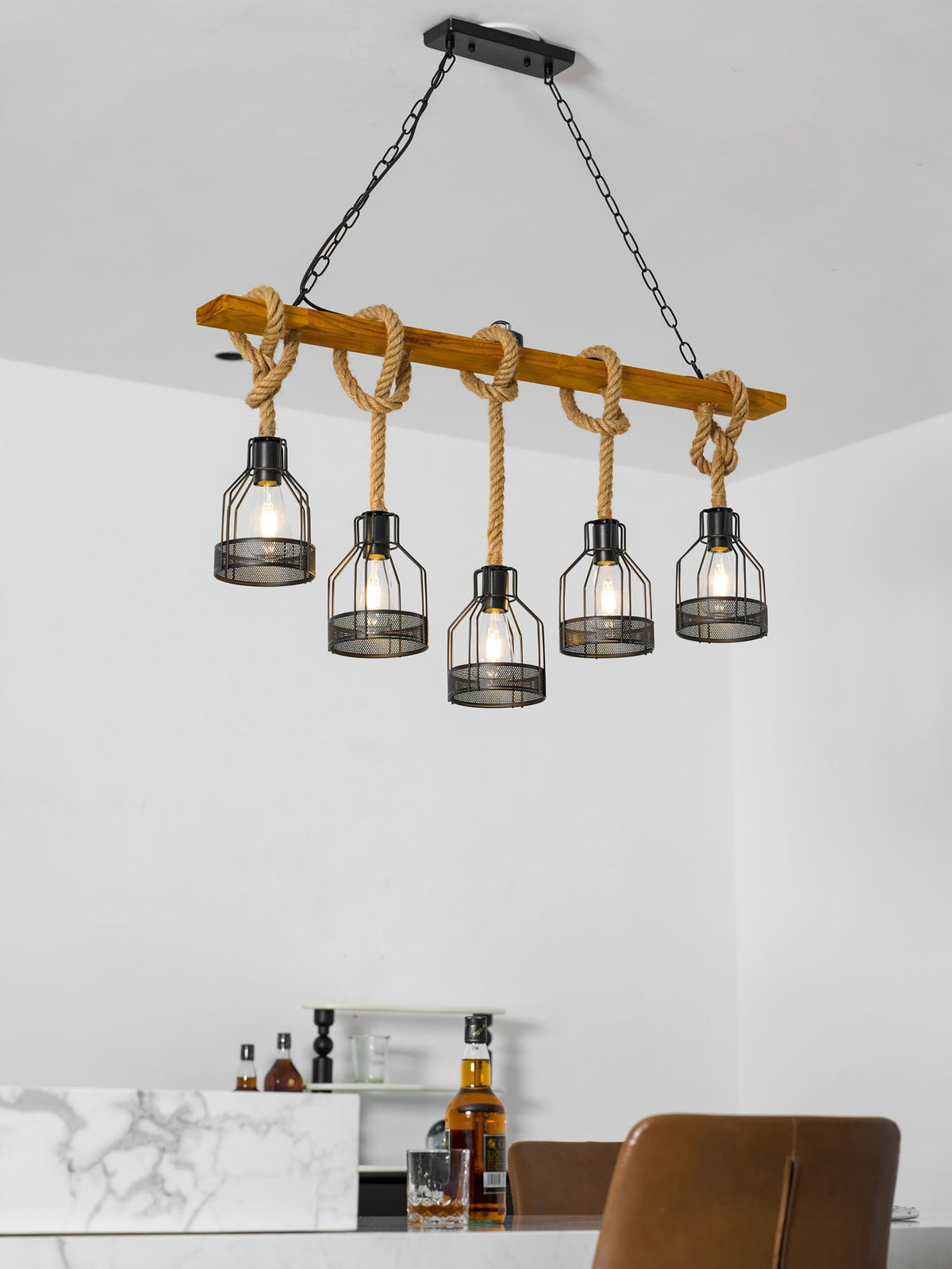 Hemp Rope Industrial Grenade Chandelier – detail 21
