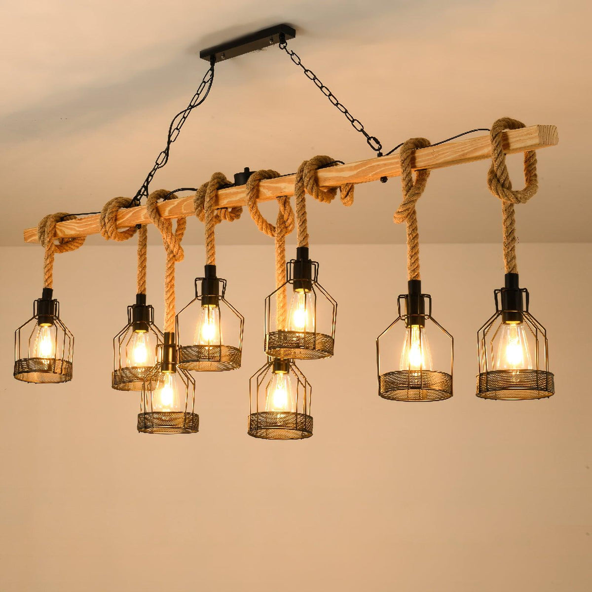 Hemp Rope Industrial Grenade Chandelier – detail 5