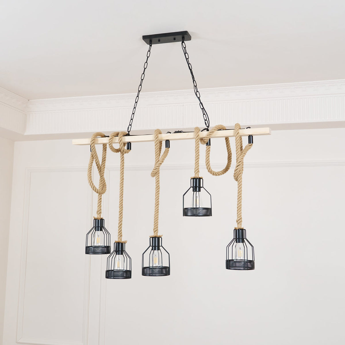 Hemp Rope Industrial Grenade Chandelier – detail 13