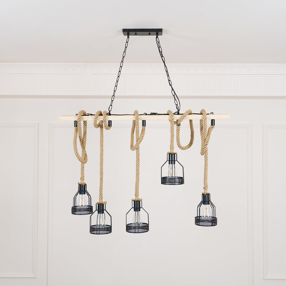Hemp Rope Industrial Grenade Chandelier – detail 15