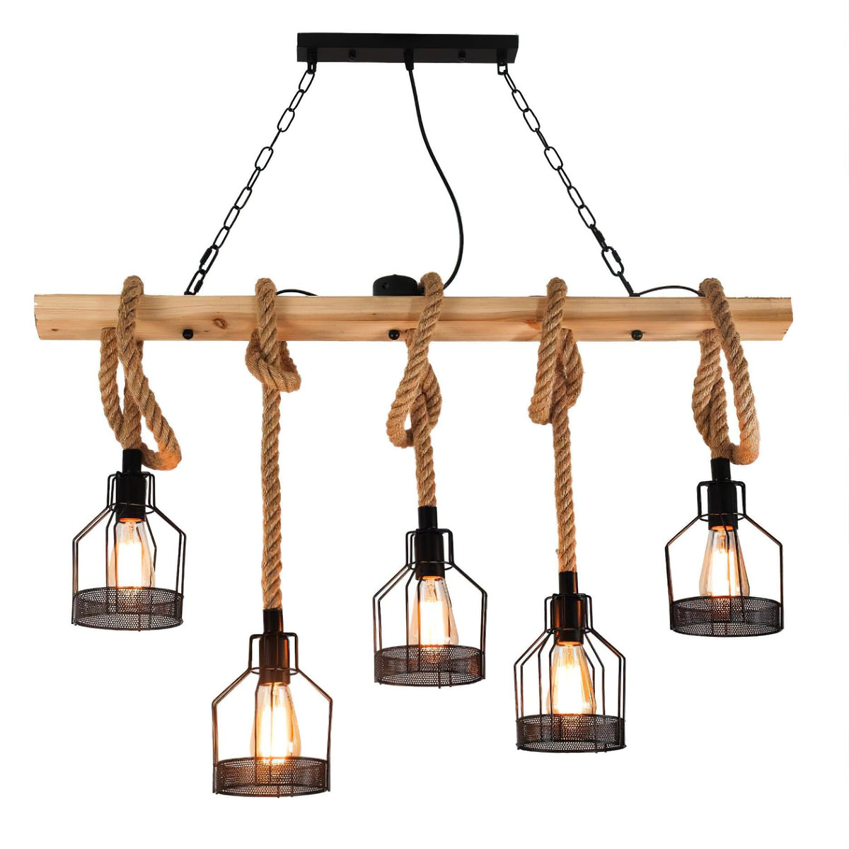 Hemp Rope Industrial Grenade Chandelier – detail 8