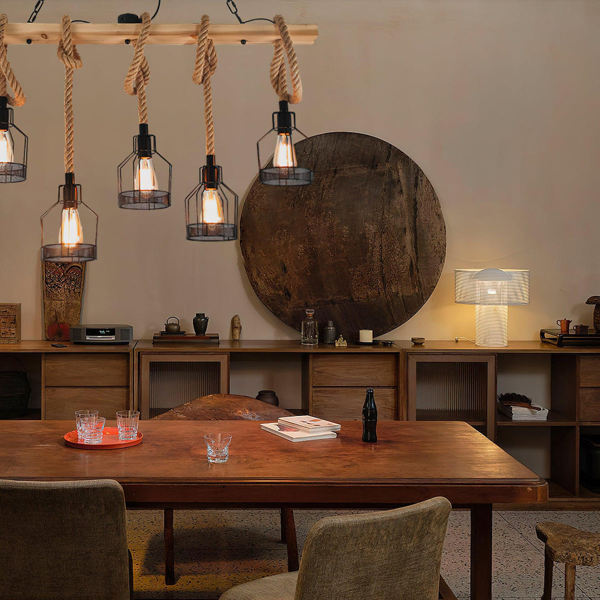 Hemp Rope Industrial Grenade Chandelier – detail 4