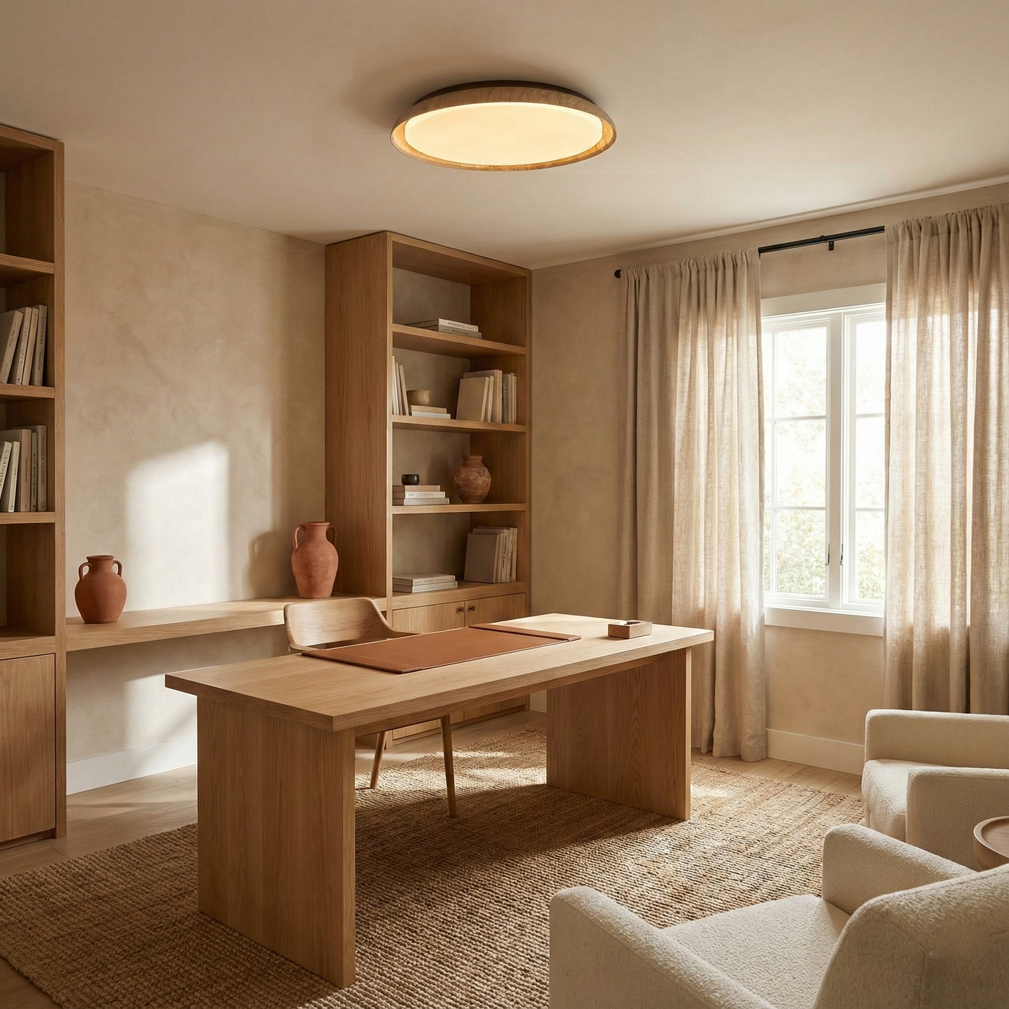 Bareno Round Travertine Ceiling Light