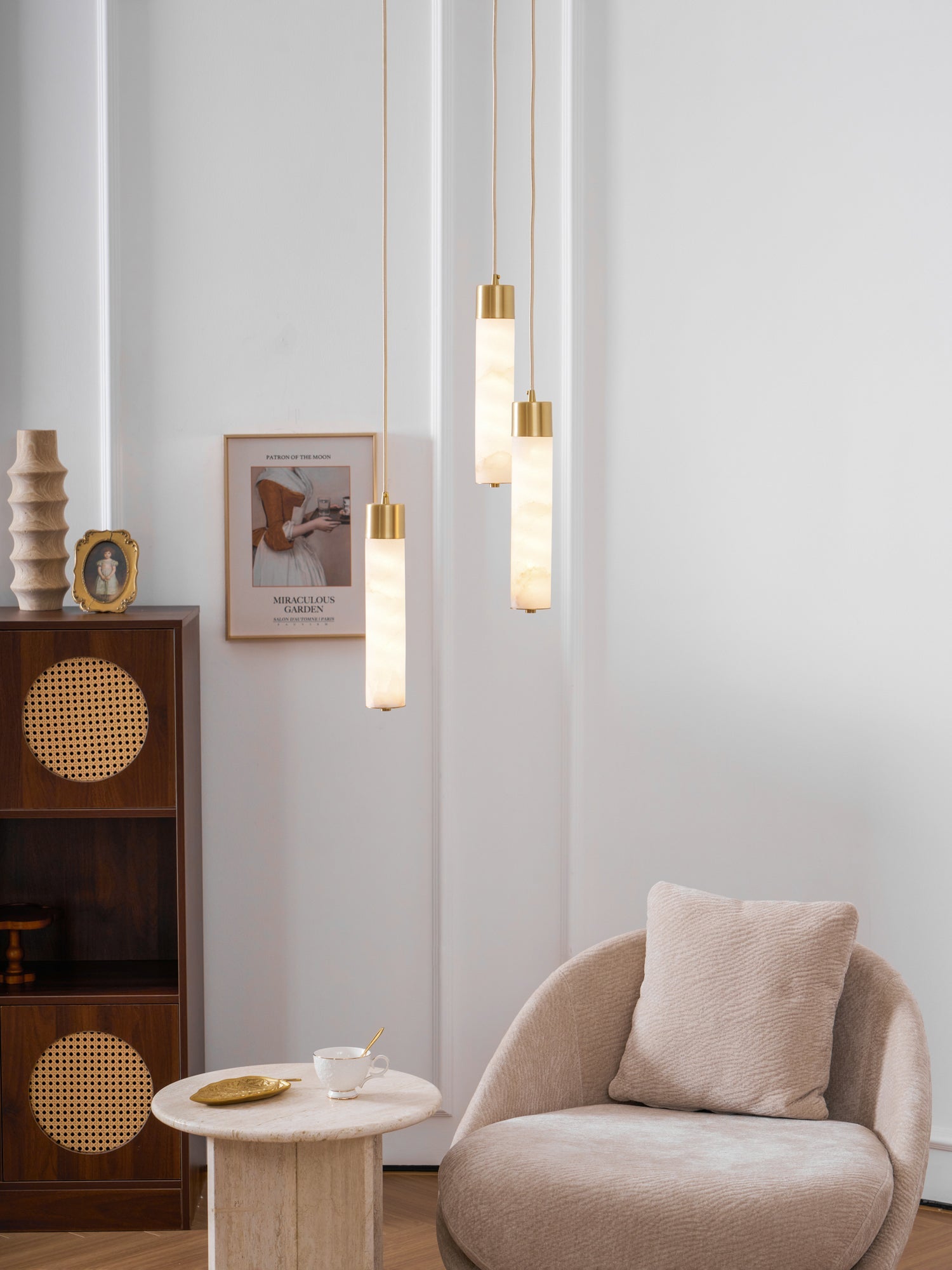 Keleyro Alabaster Tube Pendant Light