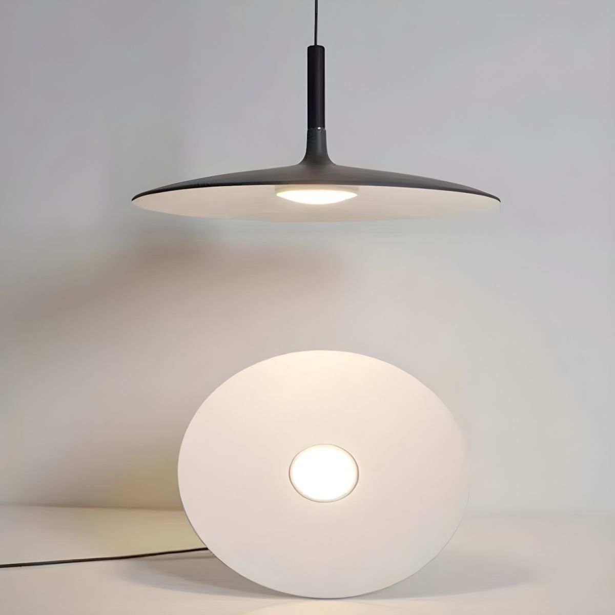 Larkin White Saucer Pendant Light – detail 5