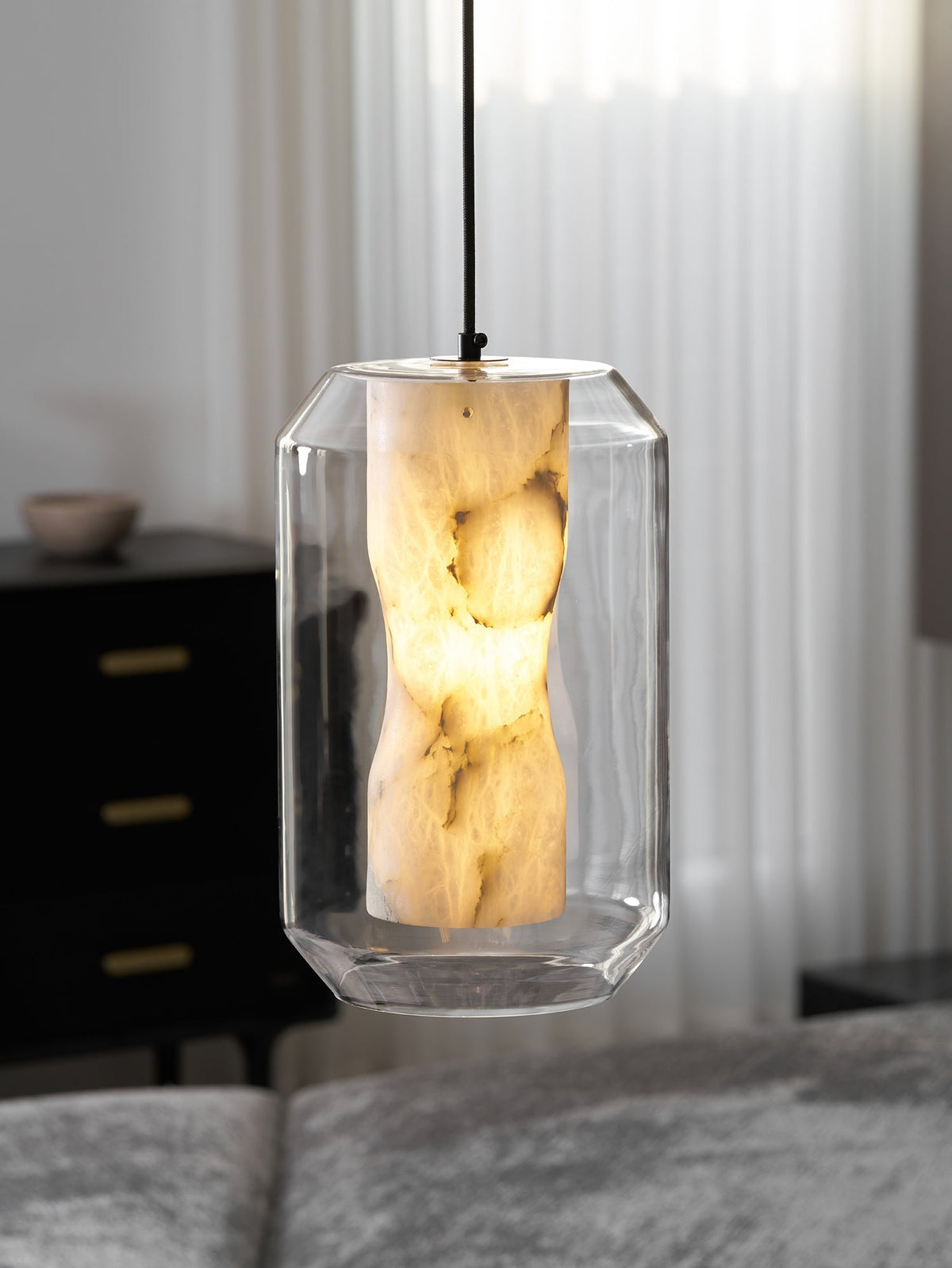 Alabaster Glass Cylinder Pendant Light - Vakkerlight
