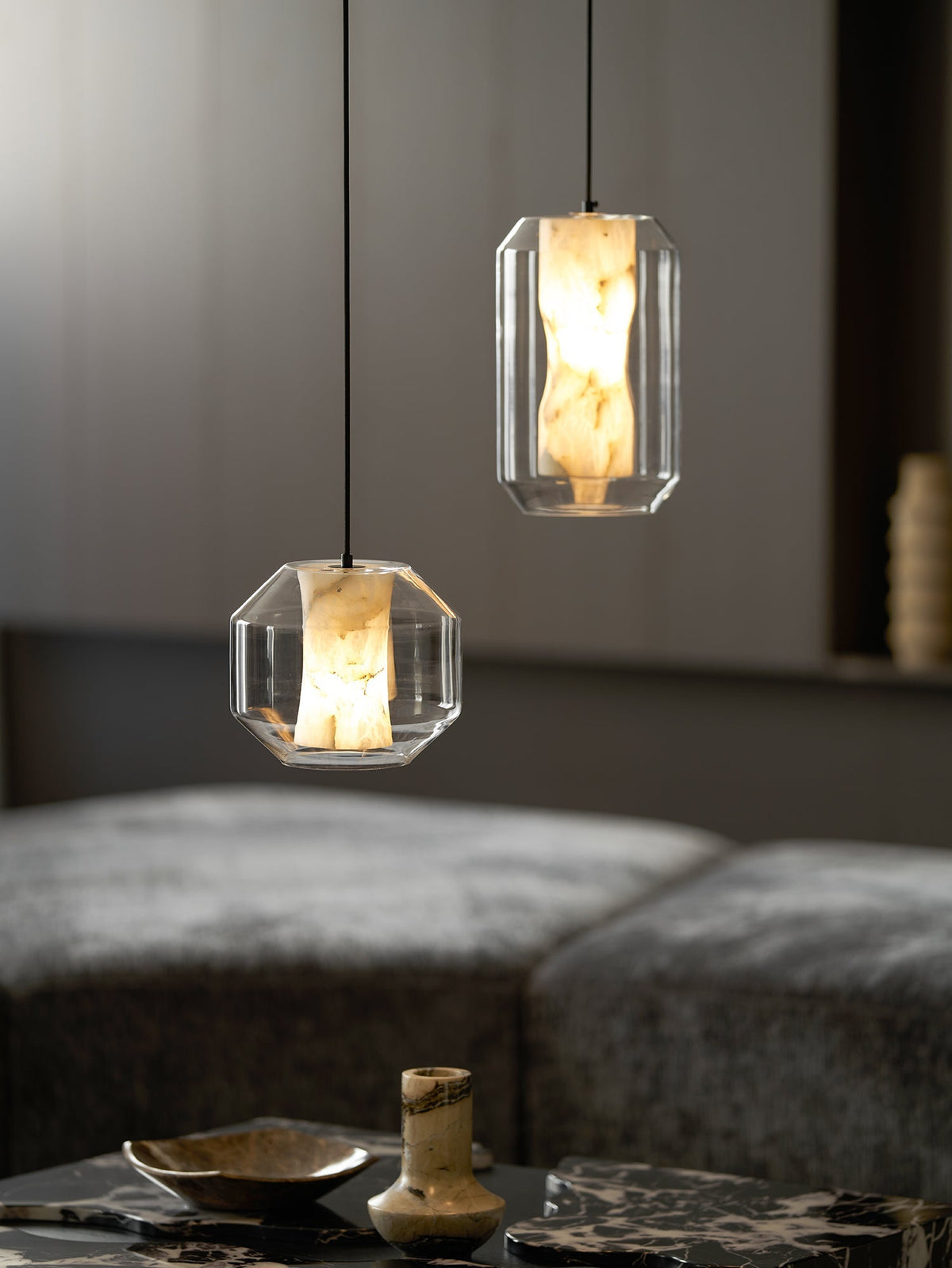 Alabaster Glass Cylinder Pendant Light – detail 35