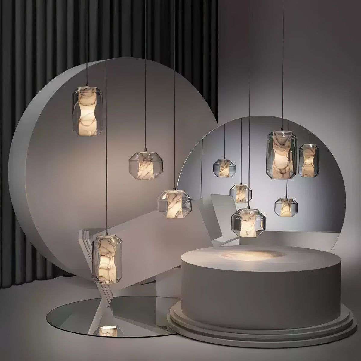 Alabaster Glass Cylinder Pendant Light – detail 18