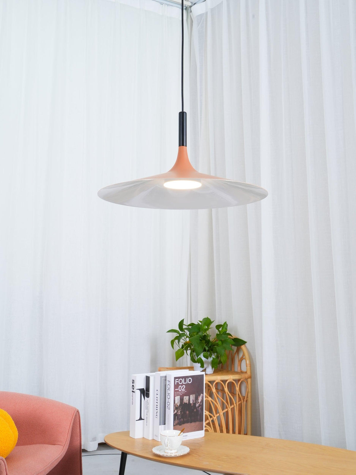 Larkin White Saucer Pendant Light – detail 38