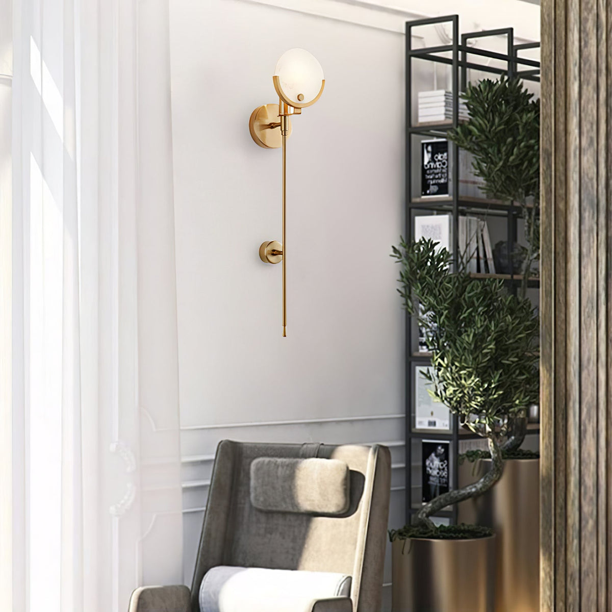 Ava Alabaster Brass Wall Lamp – detail 6