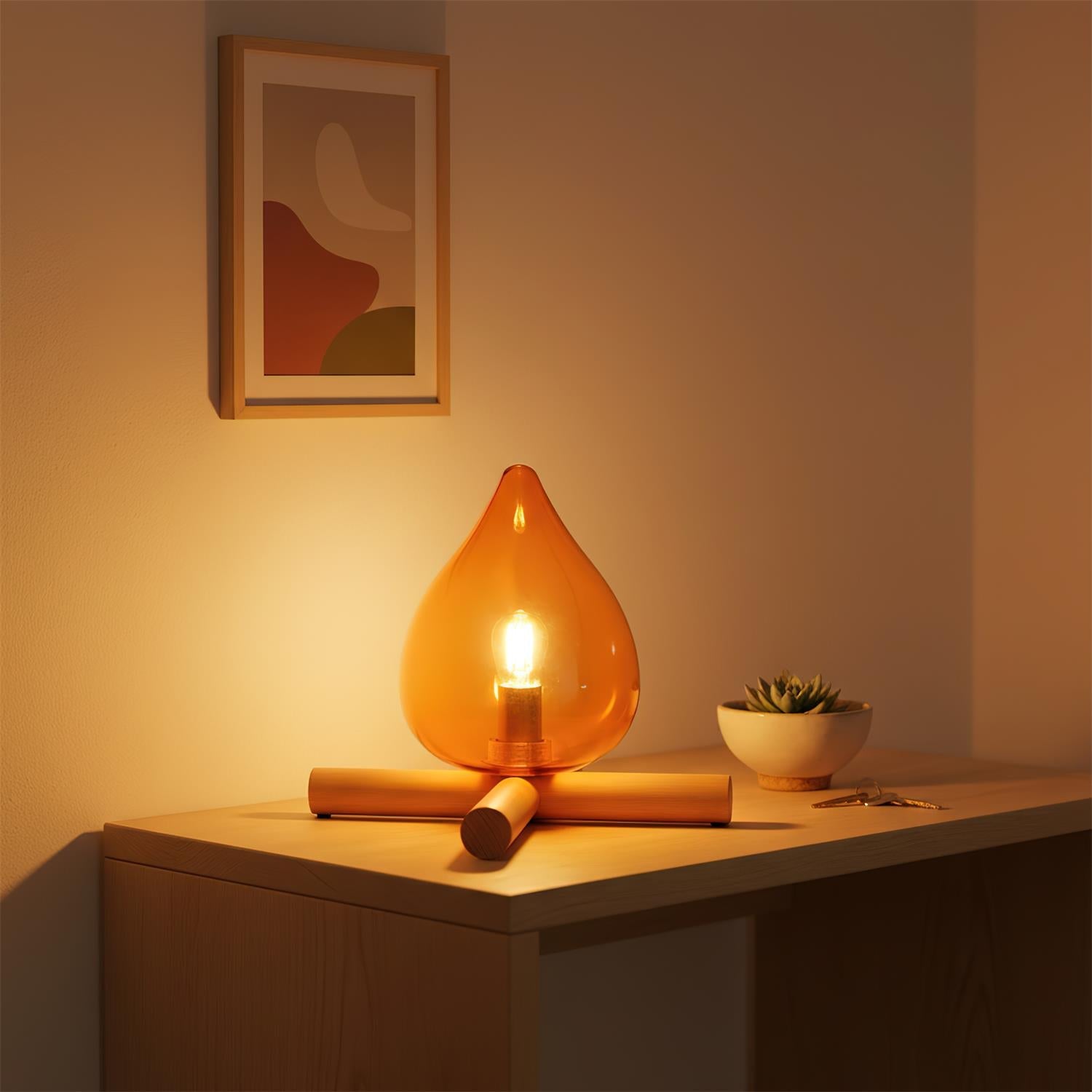 Bellin Wood Fire Table Lamp