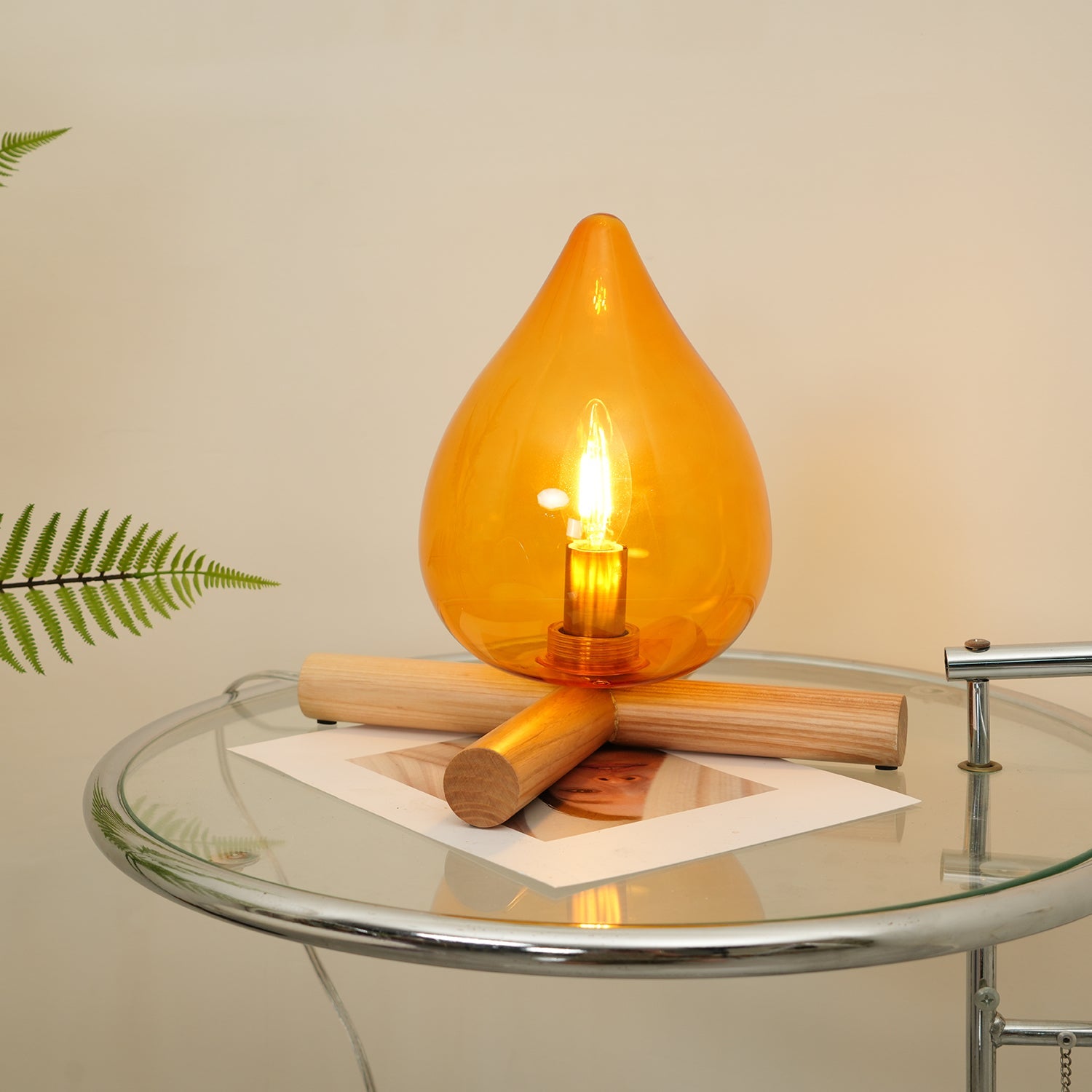 Bellin Wood Fire Table Lamp
