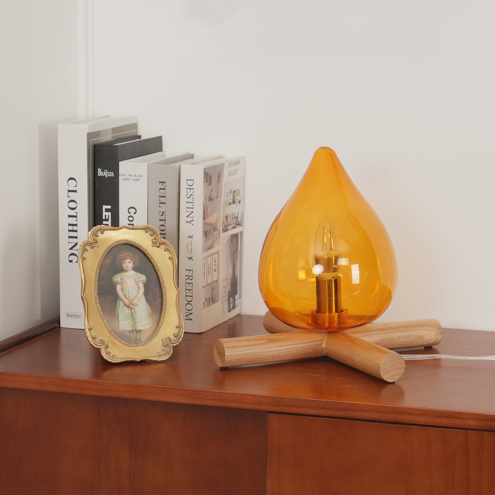 Bellin Wood Fire Table Lamp