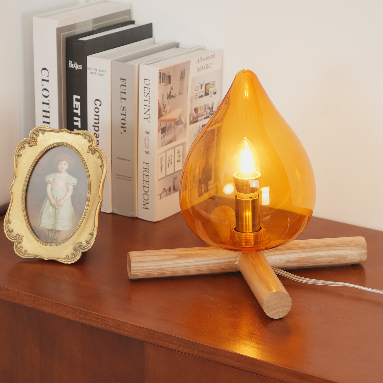 Bellin Wood Fire Table Lamp