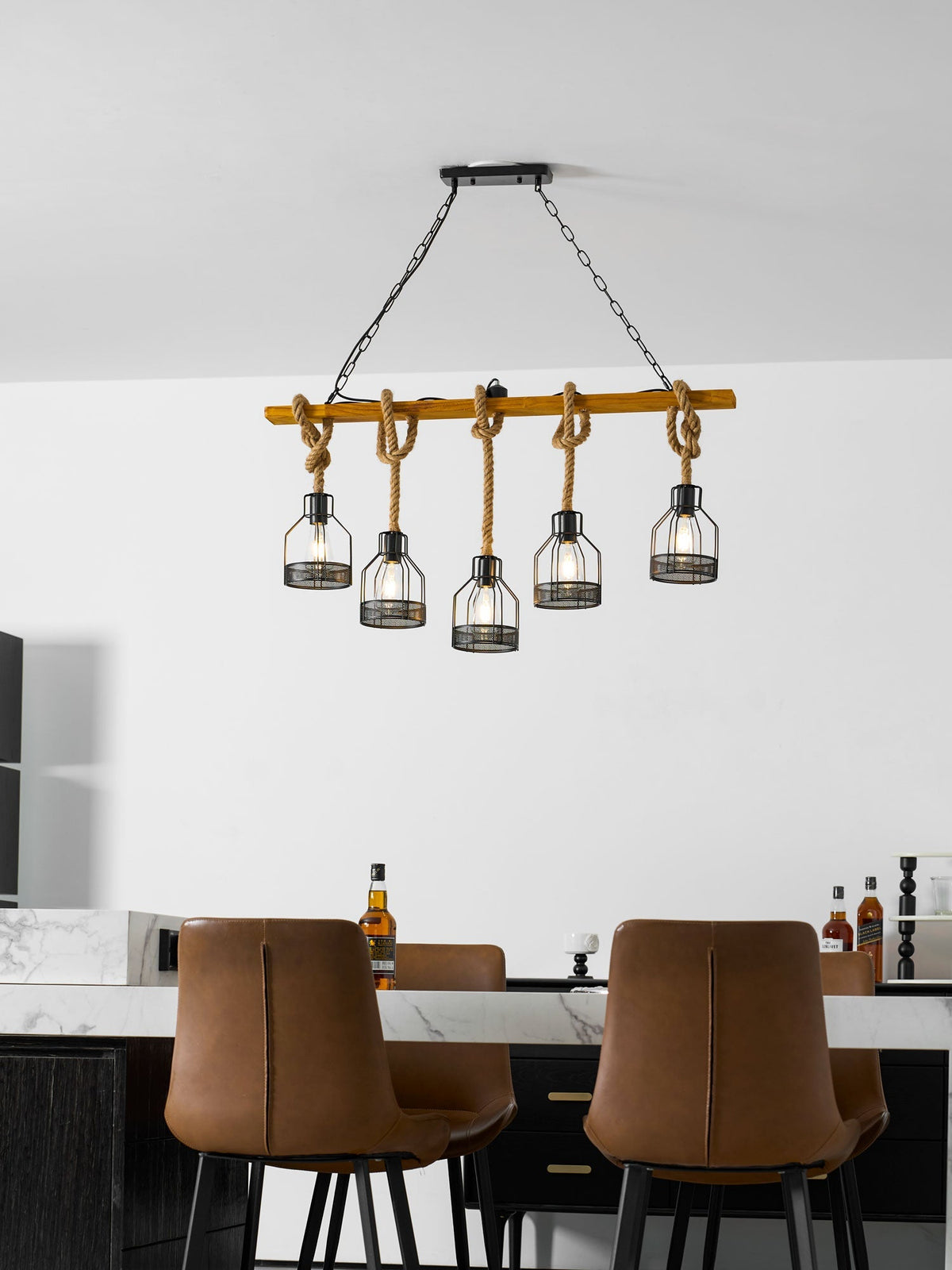 Hemp Rope Industrial Grenade Chandelier – detail 27