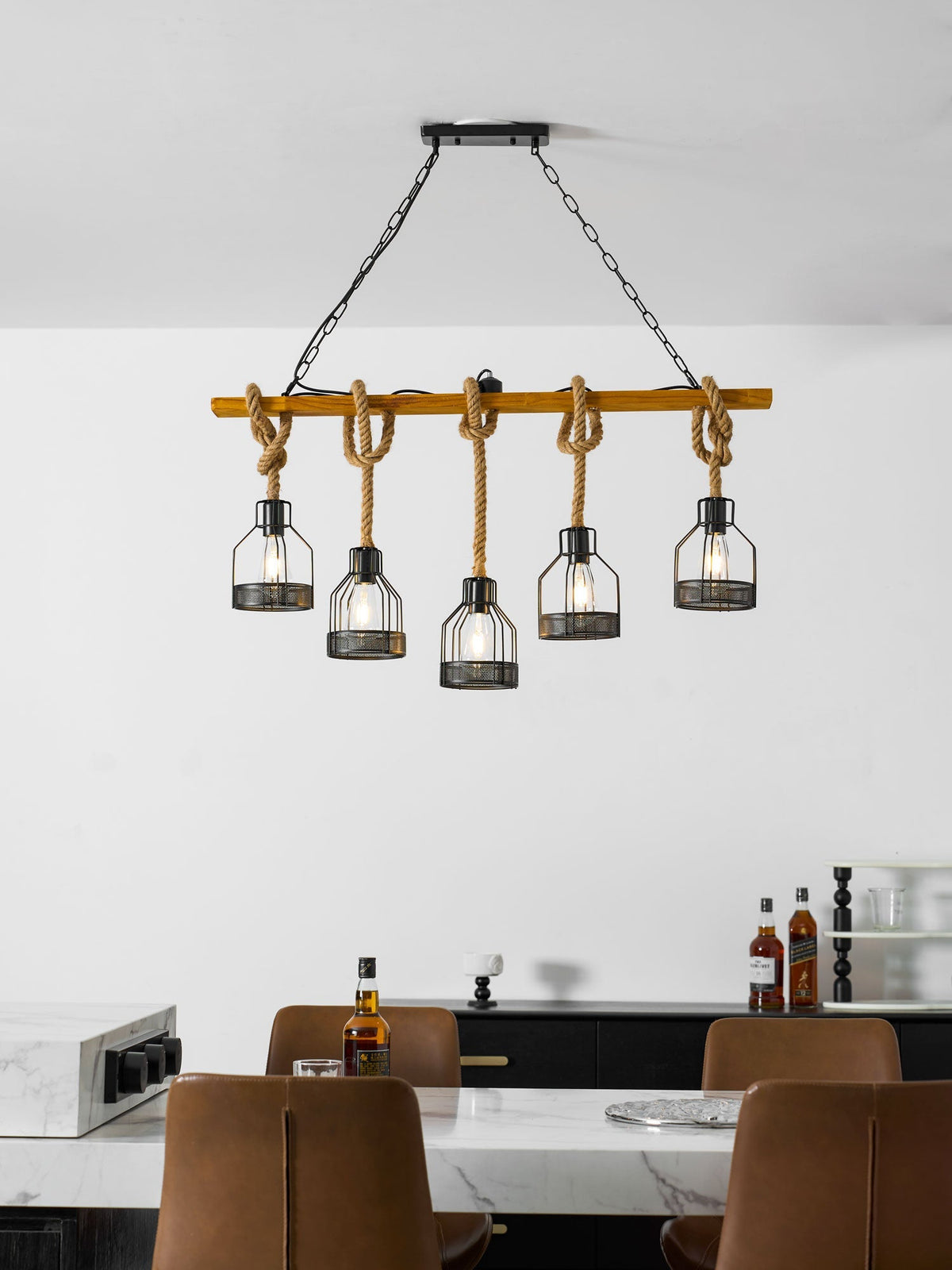 Hemp Rope Industrial Grenade Chandelier – detail 20