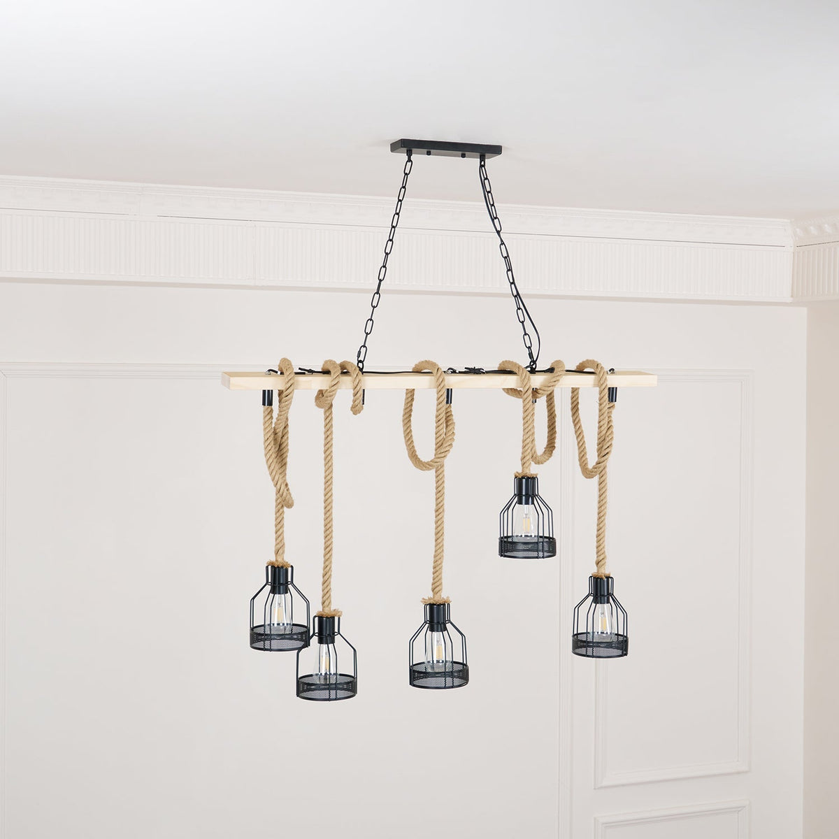 Hemp Rope Industrial Grenade Chandelier – detail 14
