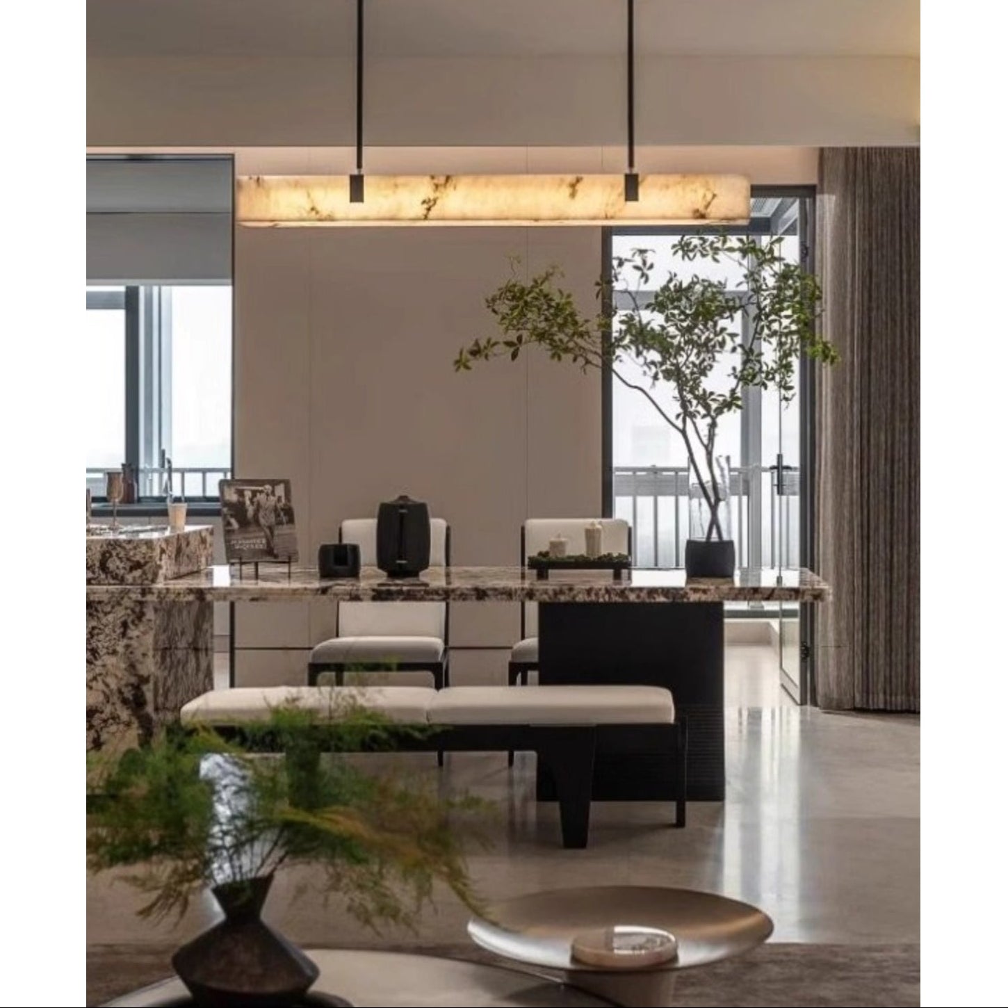 Tavoa Alabaster Linear Chandelier