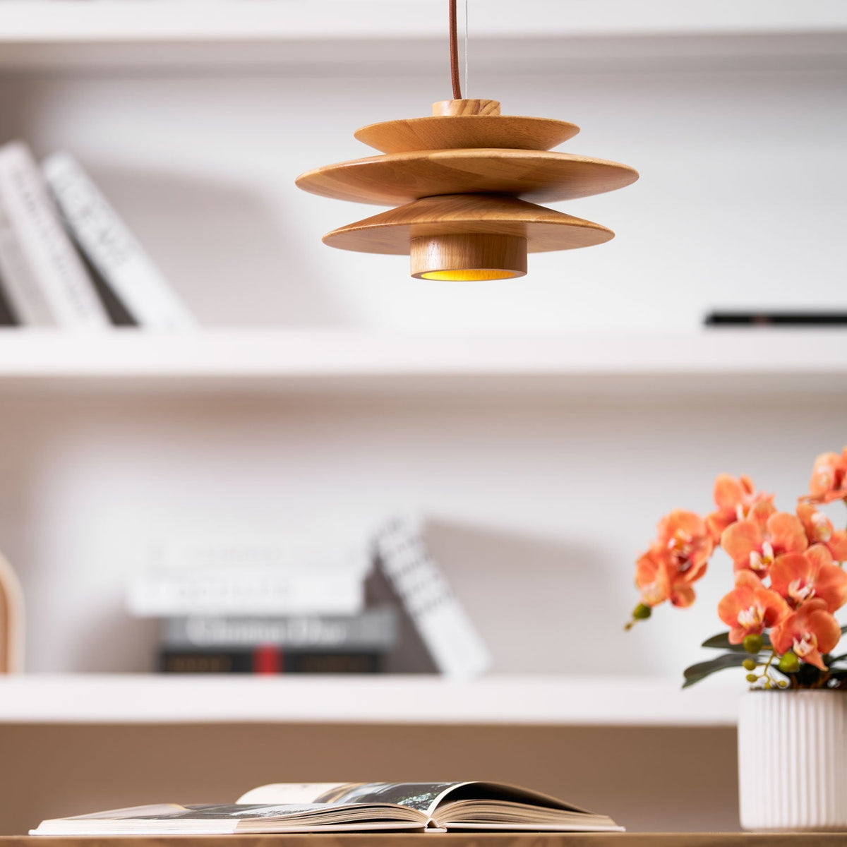 Cascade Wooden Disc Pendant Lamp – detail 19