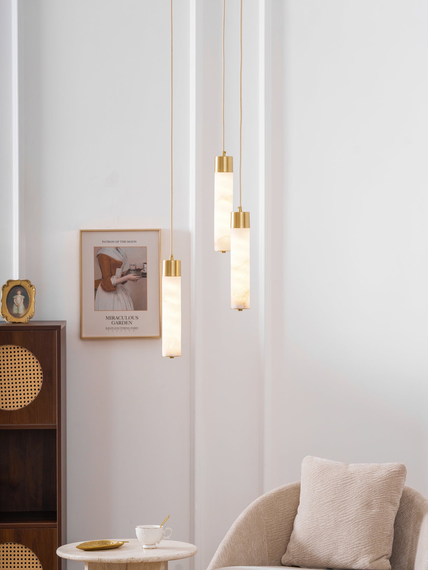 Keleyro Alabaster Tube Pendant Light