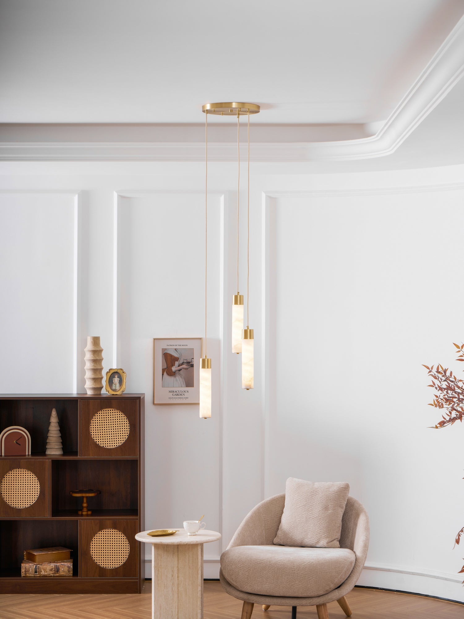 Keleyro Alabaster Tube Pendant Light