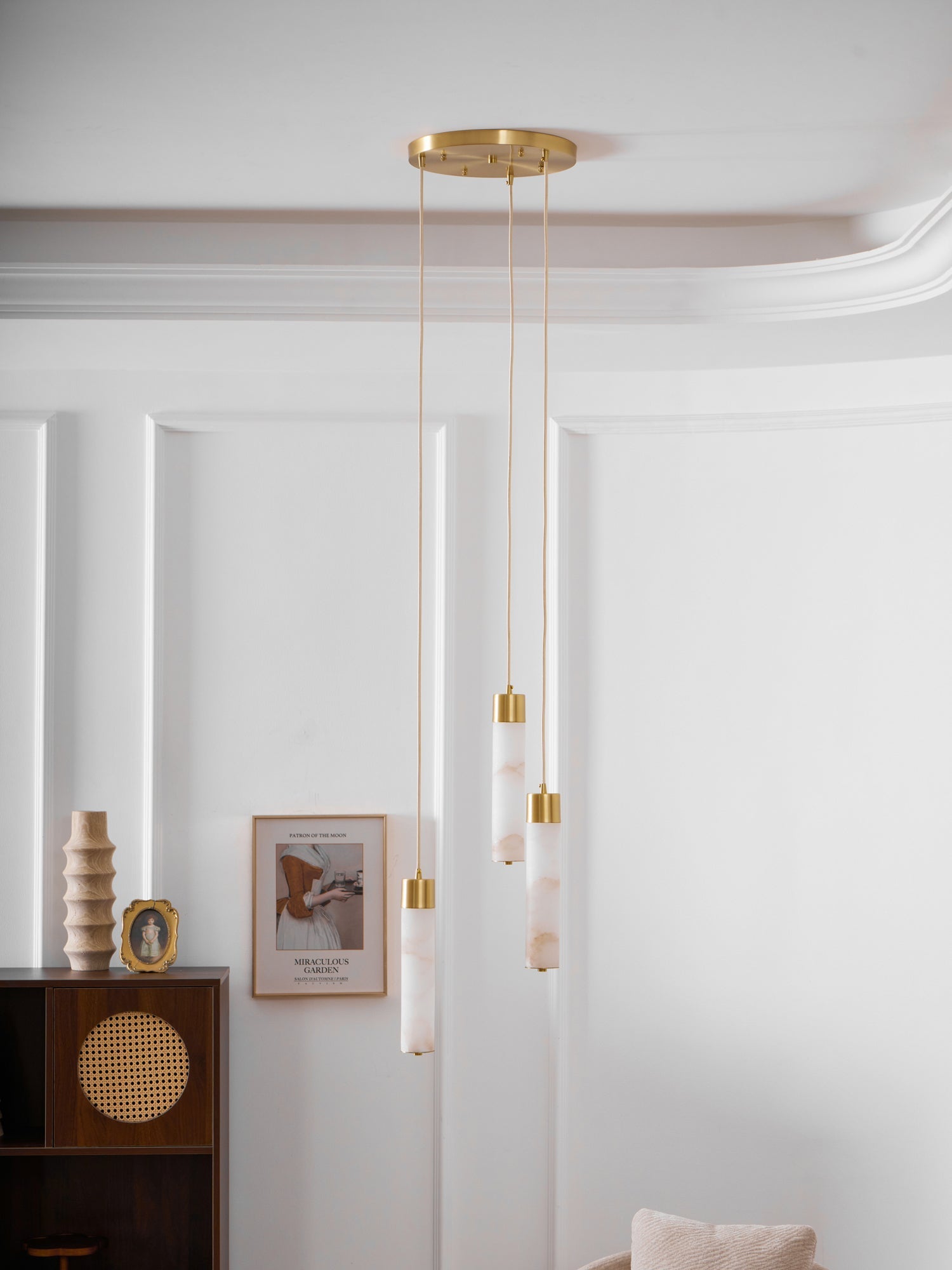 Keleyro Alabaster Tube Pendant Light