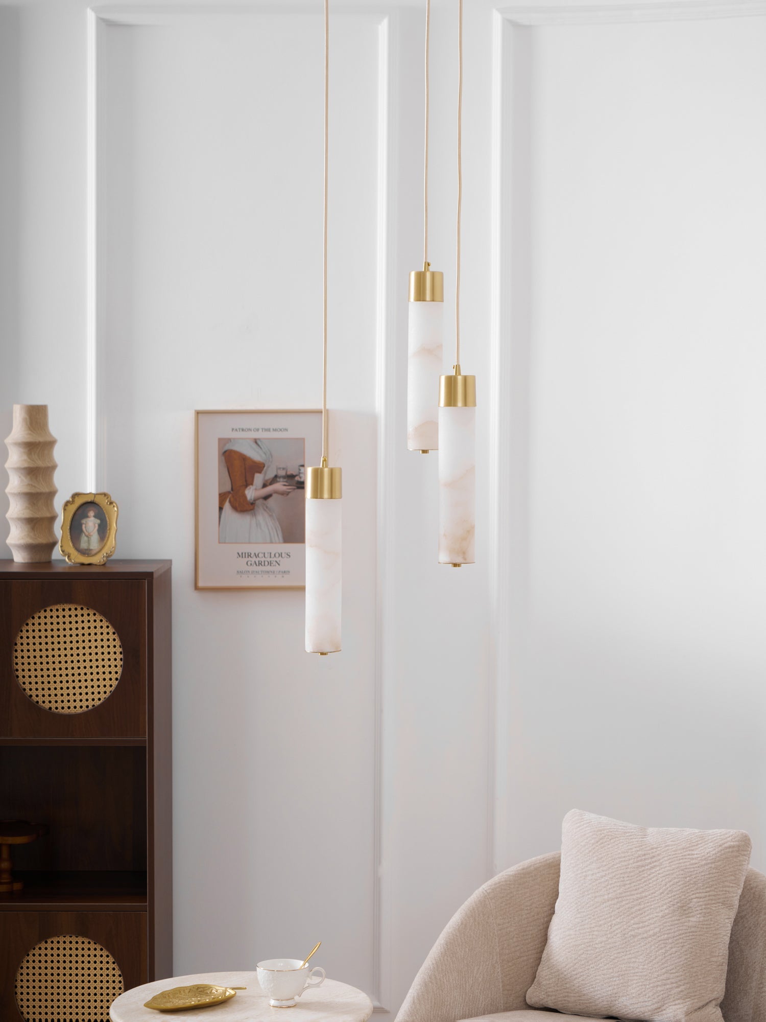 Keleyro Alabaster Tube Pendant Light