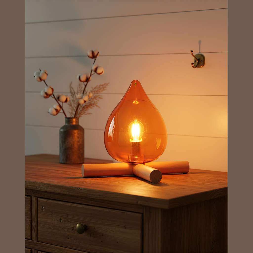 Bellin Wood Fire Table Lamp